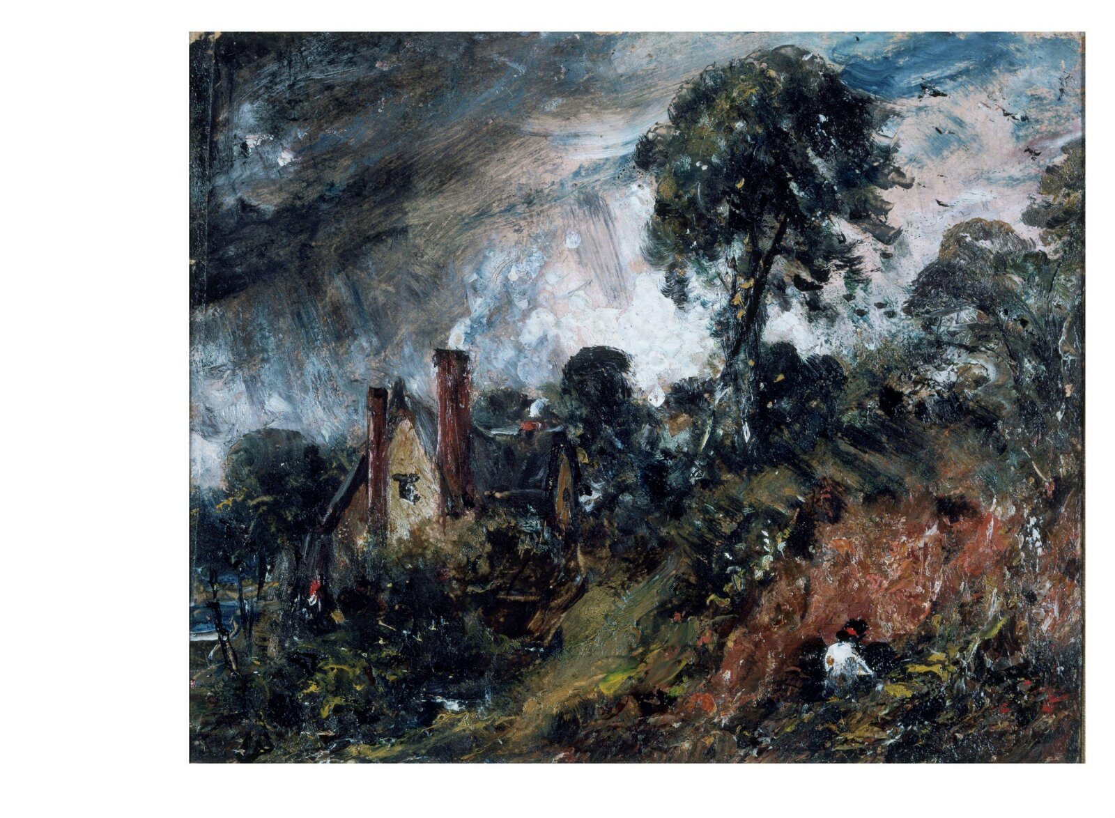 A Cottage among Trees, with a Sandbank, John Constable, ca. 1836