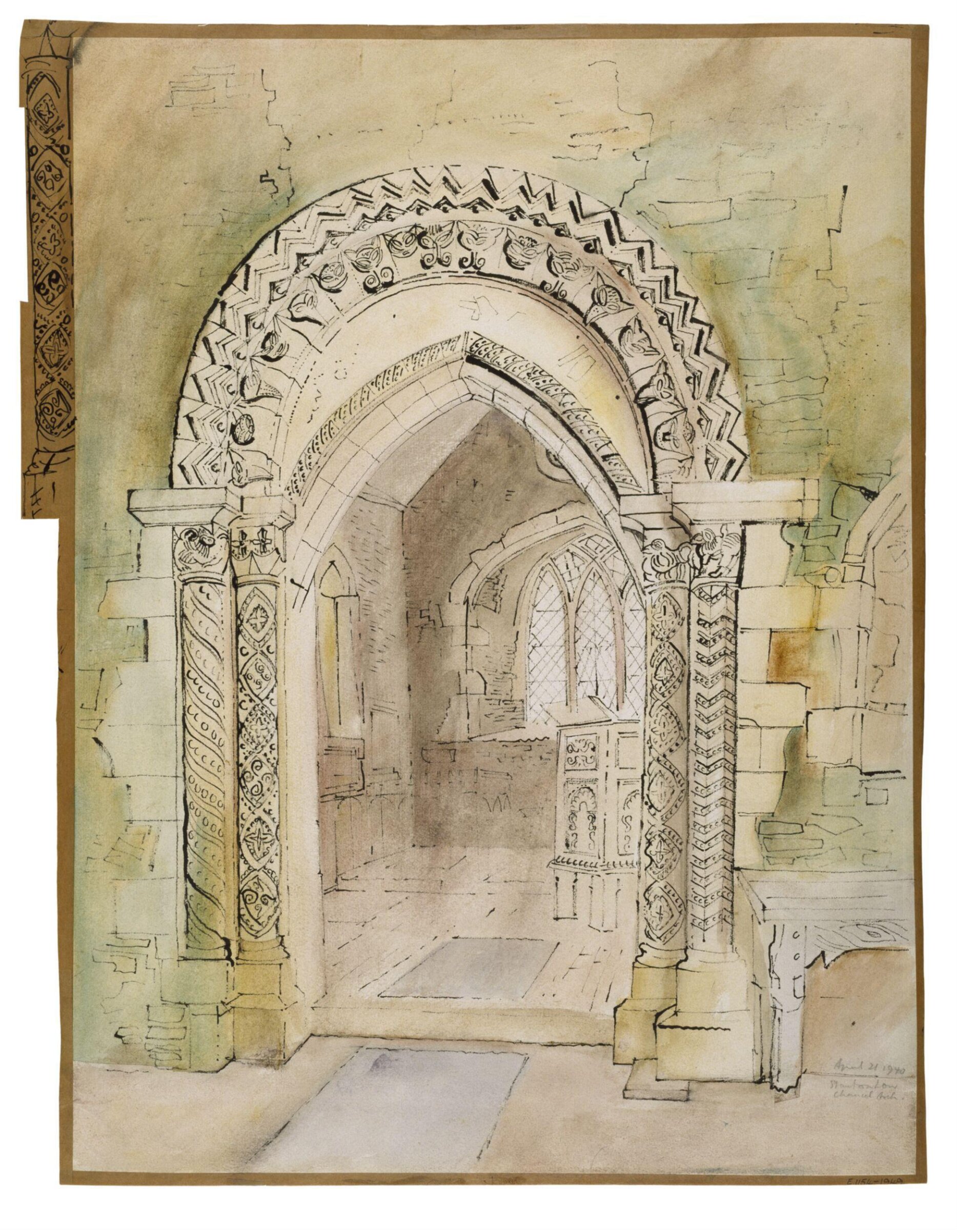 Chancel Arch, St. Peter's, Stanton Low, Buckinghamshire, John Piper, 21 April 1940