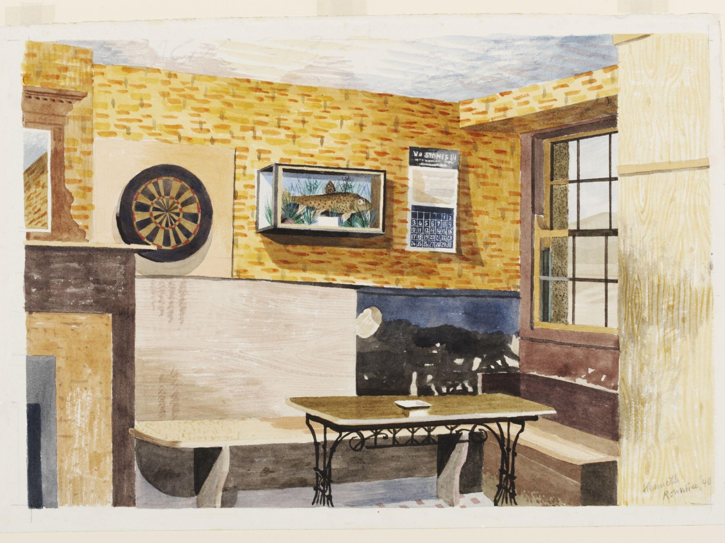 The Smoke Room, Ashopton Inn, Kenneth Rowntree, 1940