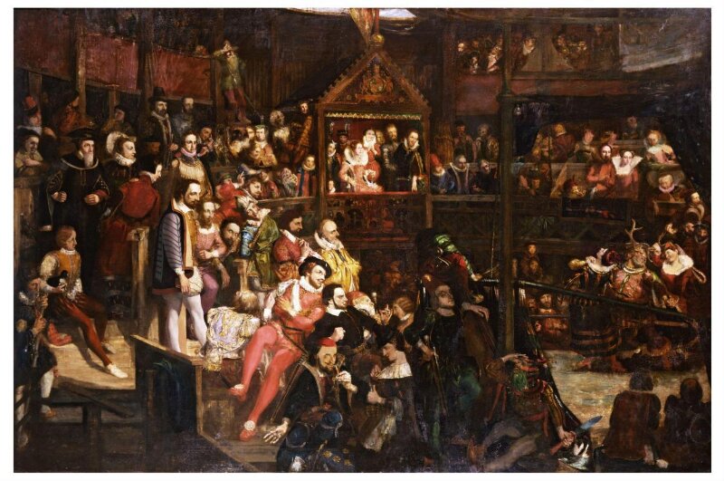 Queen Elizabeth Viewing the Performance of 'The Merry Wives of Windsor' at the Globe Theatre