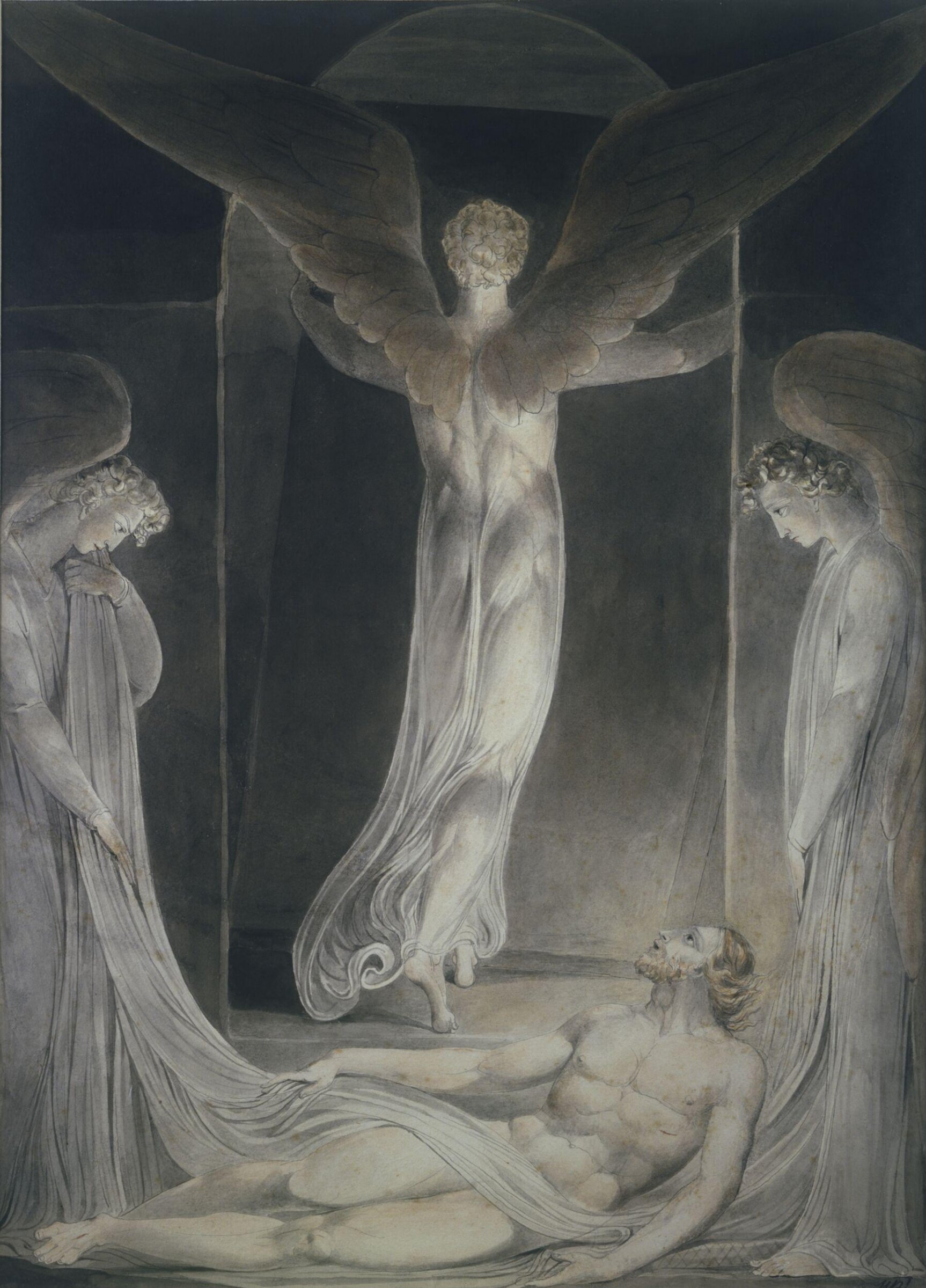 The Resurrection: The angel rolling away the stone from the sepulchre, Уильям Блейк, ок. 1808