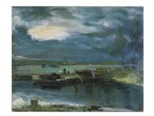 Barges on the Stour, with Dedham Church in the Distance thumbnail 1