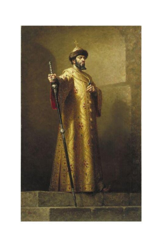 Boris Christoff as Boris Godunov in <i>Boris Godunov</i> by Modest Mussorgsky. Painting by Leonard Boden (1911-1999)