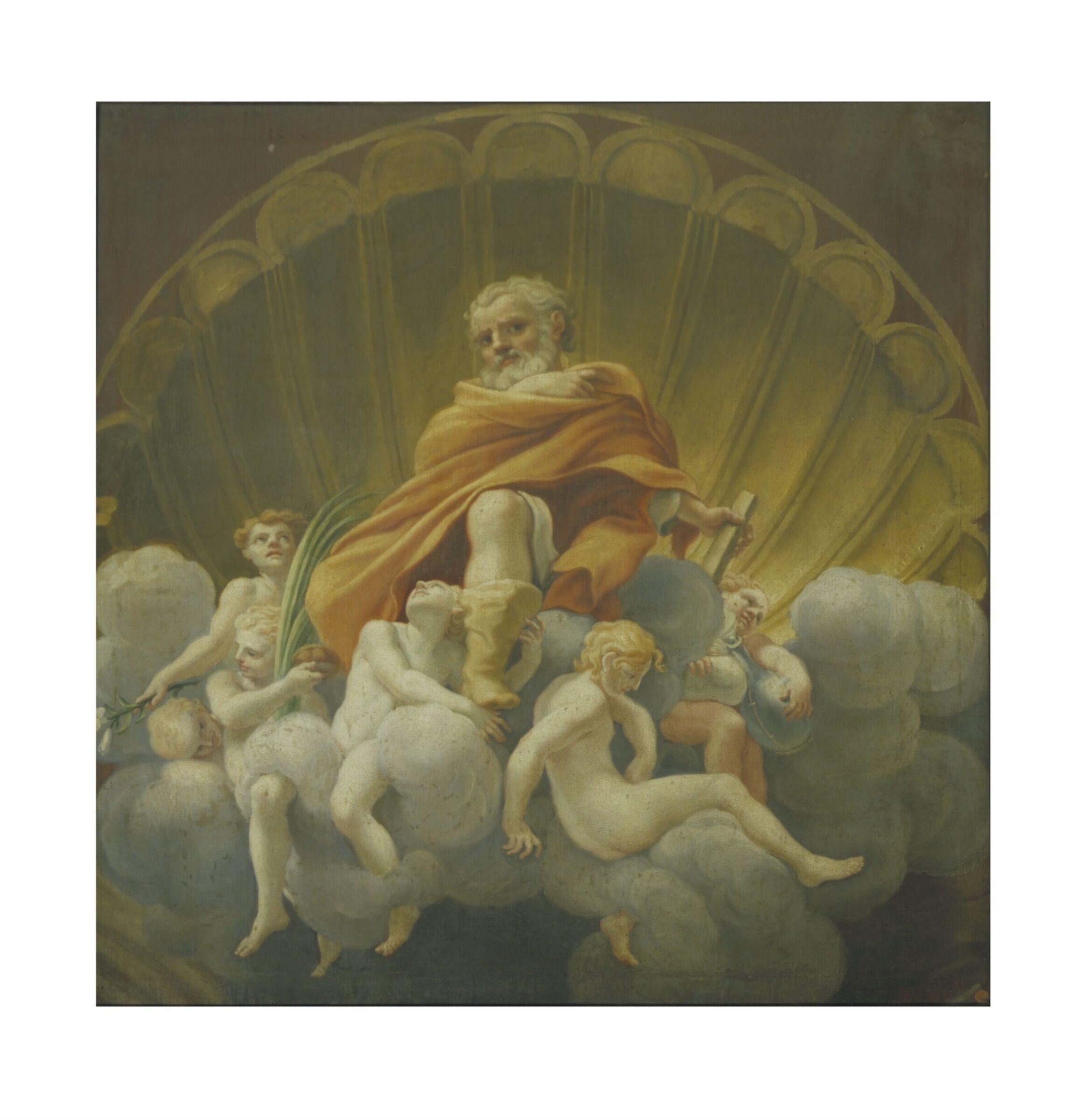 Joseph surrounded by angels, after Correggio's fresco in the cupola of Parma Cathedral, Correggio, 19th century