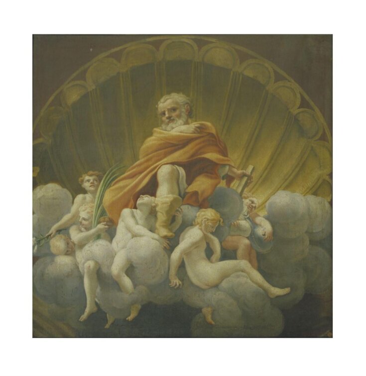 Joseph surrounded by angels, after Correggio's fresco in the cupola of Parma Cathedral top image