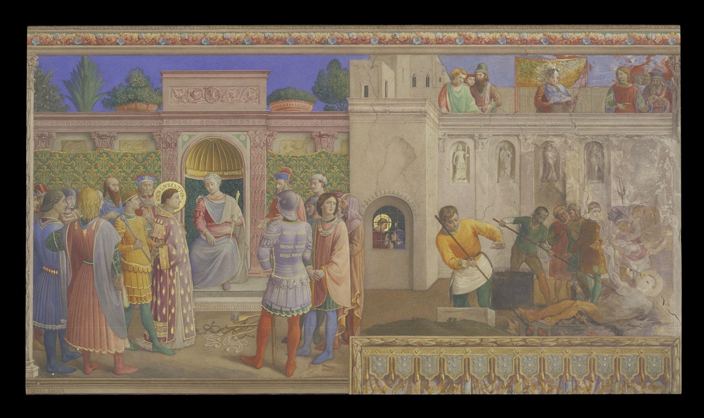 Copy after St Lawrence befor the Emperor and Martyrdom of St Lawrence, Fra Angelico in the Niccoline Chapel (Vatican, Rome), Fra Angelico, 1878