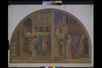 Watercolour, copy after The Ordination of St Stephen and St Stephen Distributing Alms, Fra Angelico in the Niccoline Chapel (Vatican, Rome)