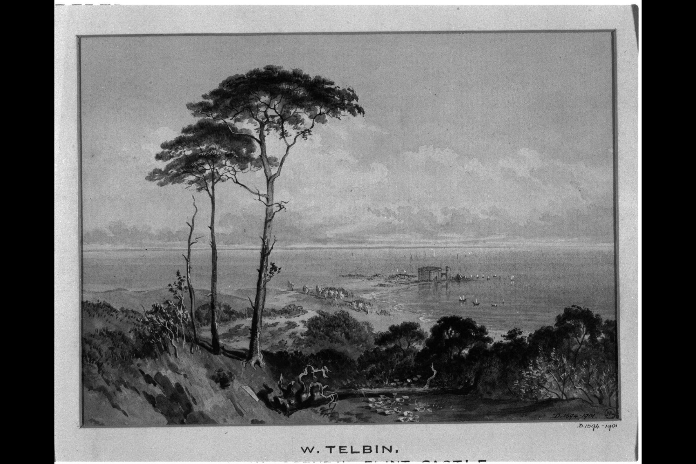 drawing of scenery and props in Richard II, William Telbin, 1851-1859