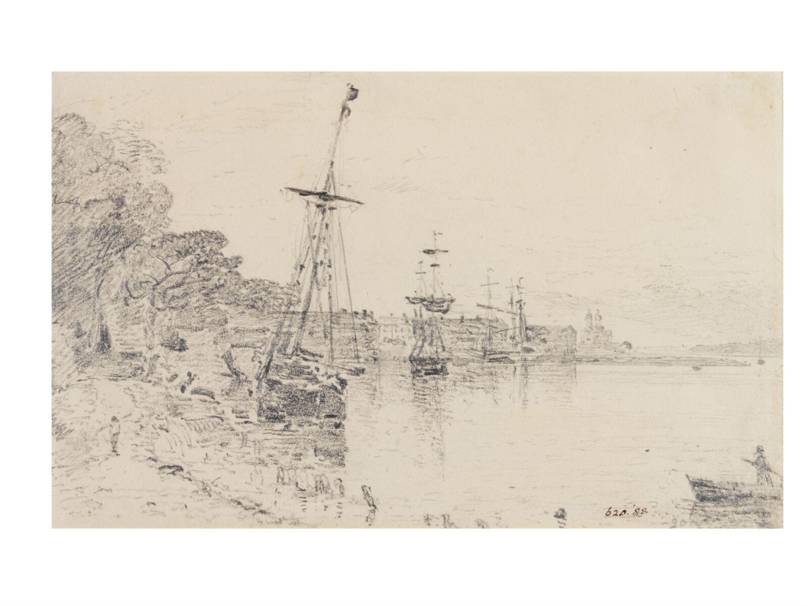 River scene at Mistley, Essex, John Constable, c. 1817-1819