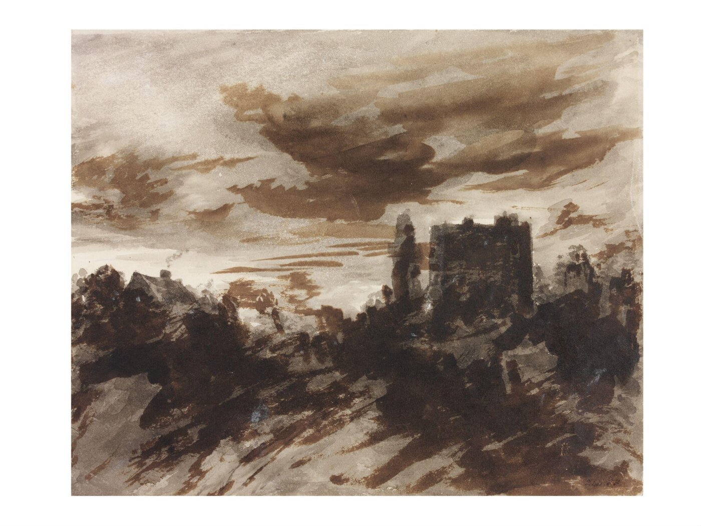 Constable, John (RA), A house, cottage and trees by moonlight