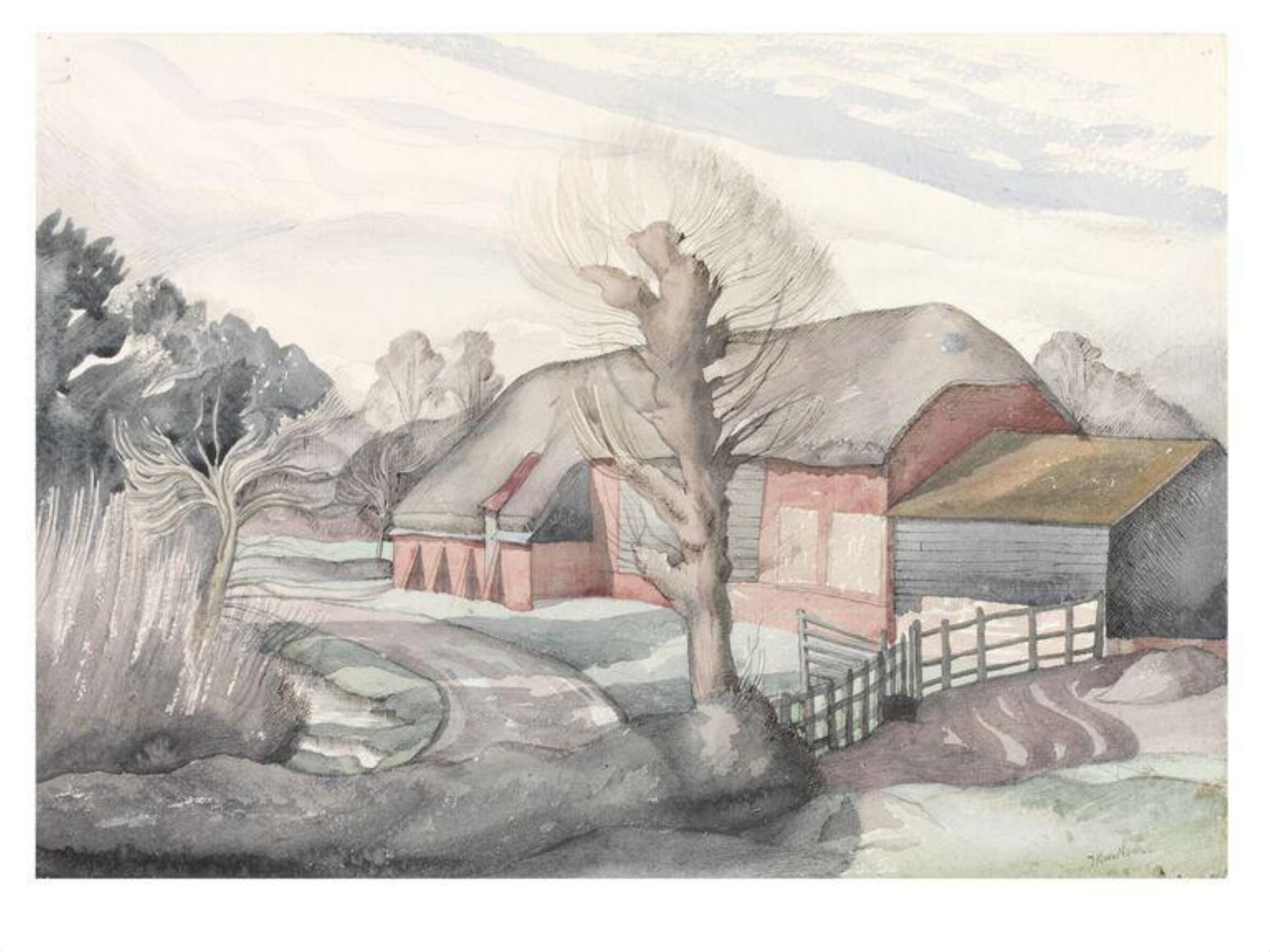 Farm Buildings, John Northcote Nash, ca. mid 20th century