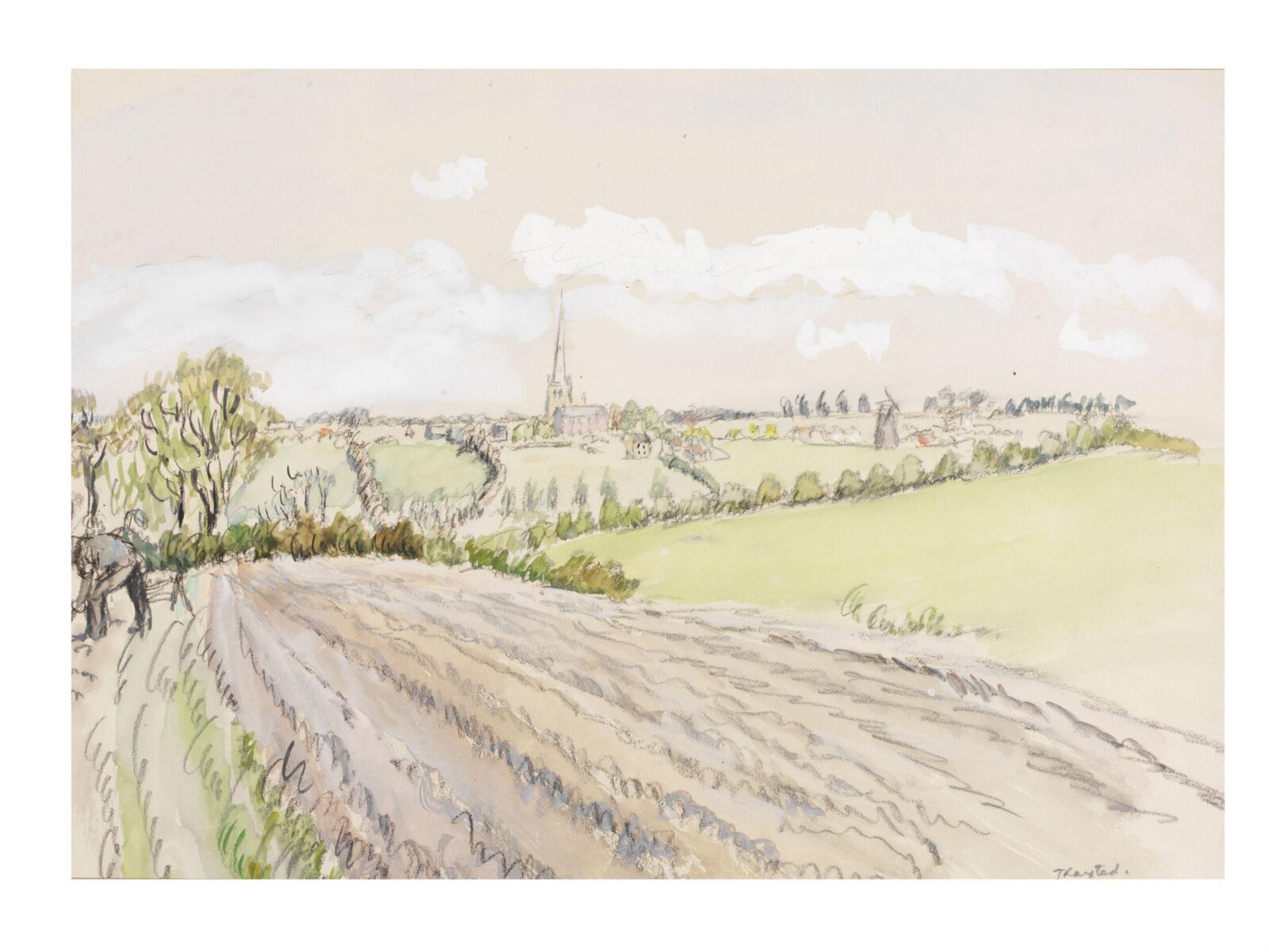 Thaxted from the Fields, H. E. Du Plessis, ca. 1940