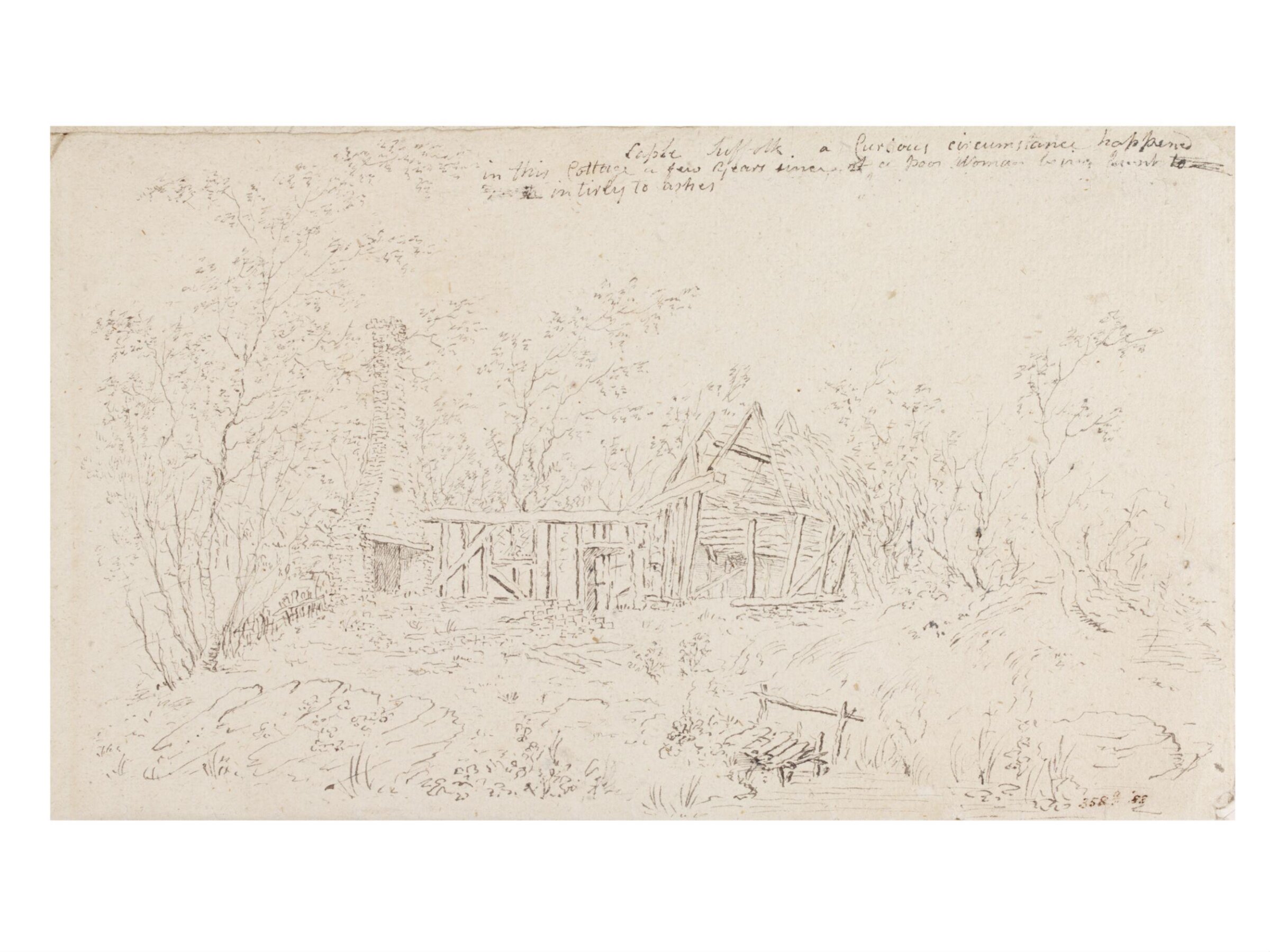 A ruined cottage at Capel, Suffolk, John Constable, 1796