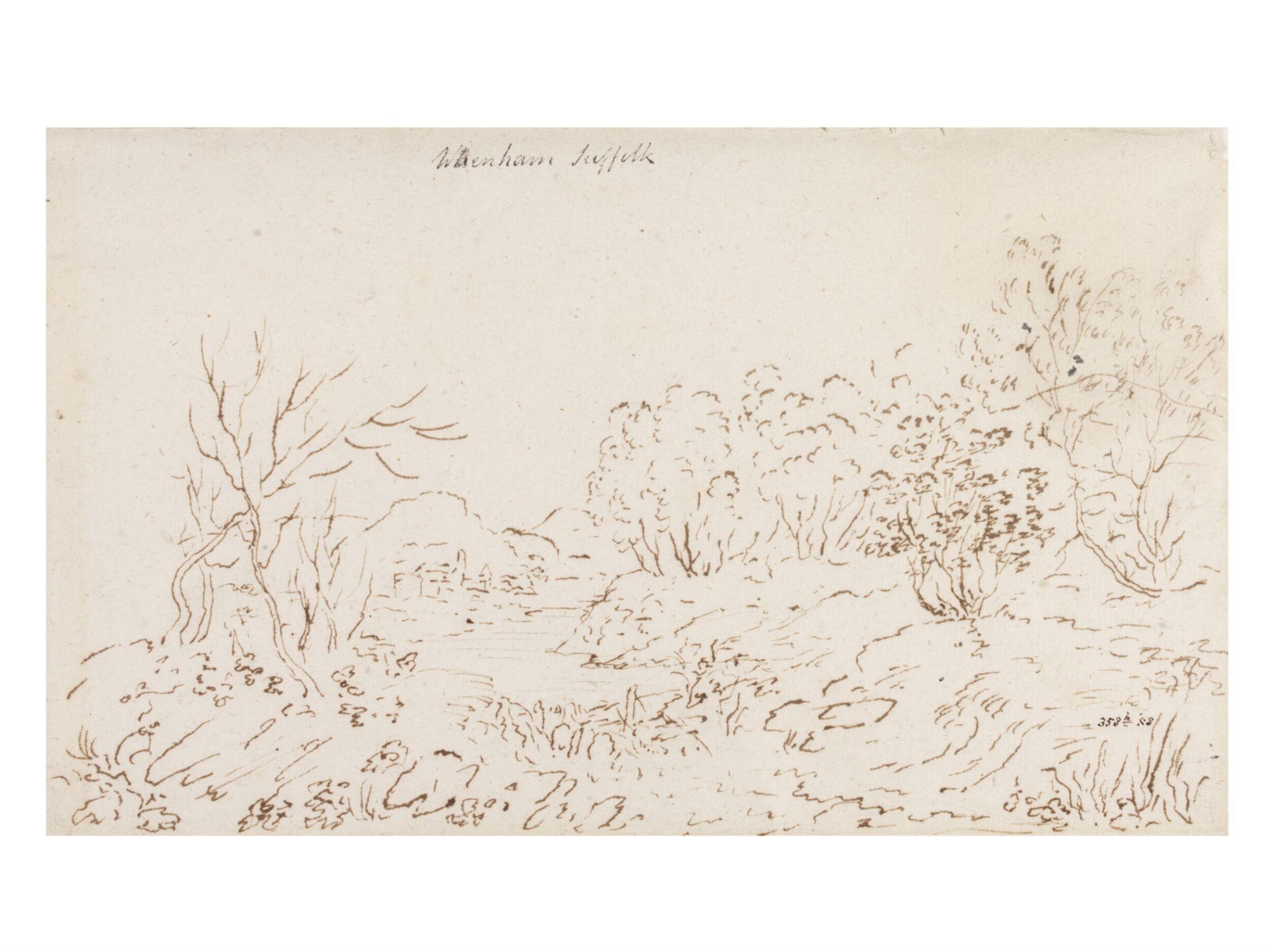 Landscape with a stream at Wenham, John Constable, 1796