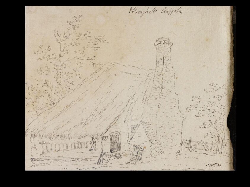 Cottage at East Bergholt, with a cottager