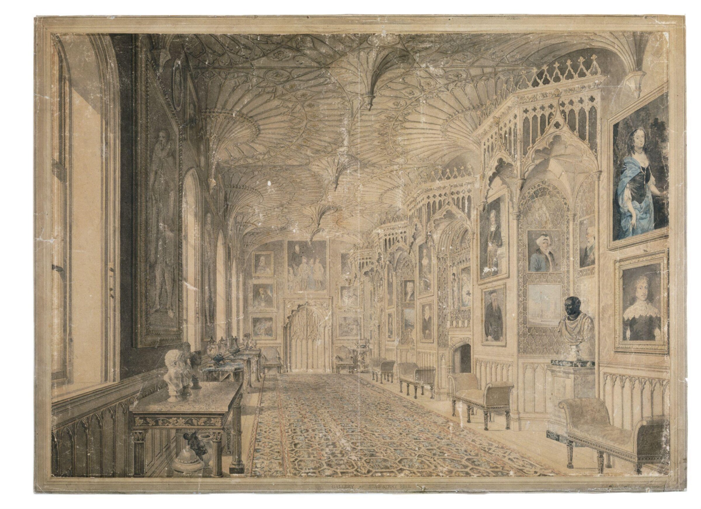 The Gallery at Strawberry Hill, Thomas Sandby, 1781