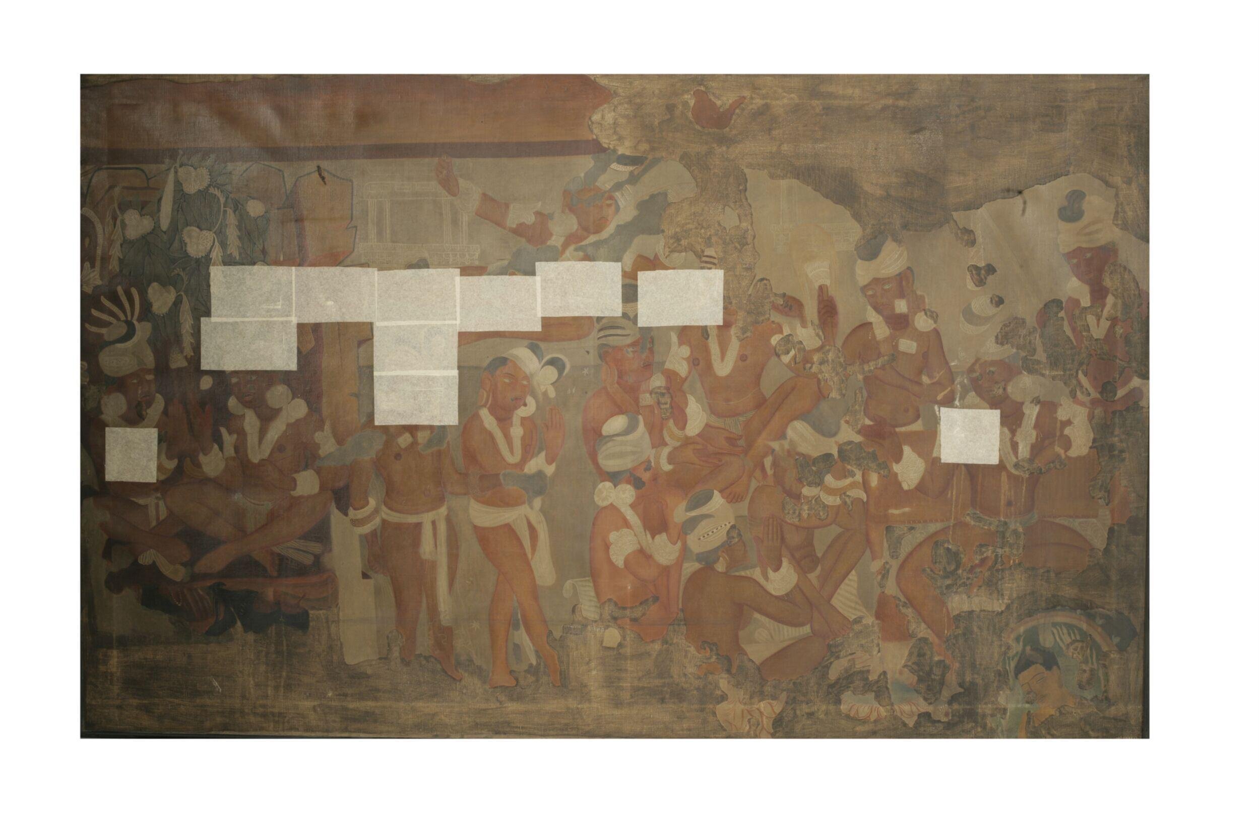 Copy of painting inside the caves of Ajanta (Cave 1)
