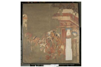 Copy of painting inside the caves of Ajanta (Cave 1)