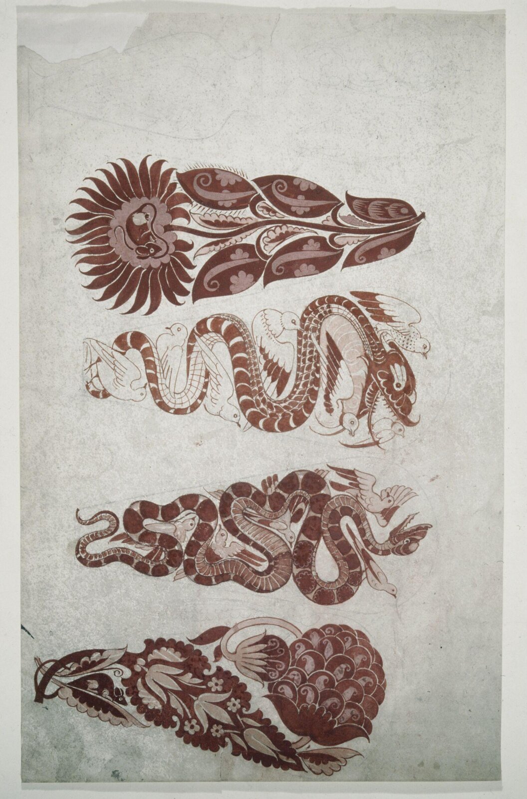 Four panels for ceramic decoration, William Frend De Morgan