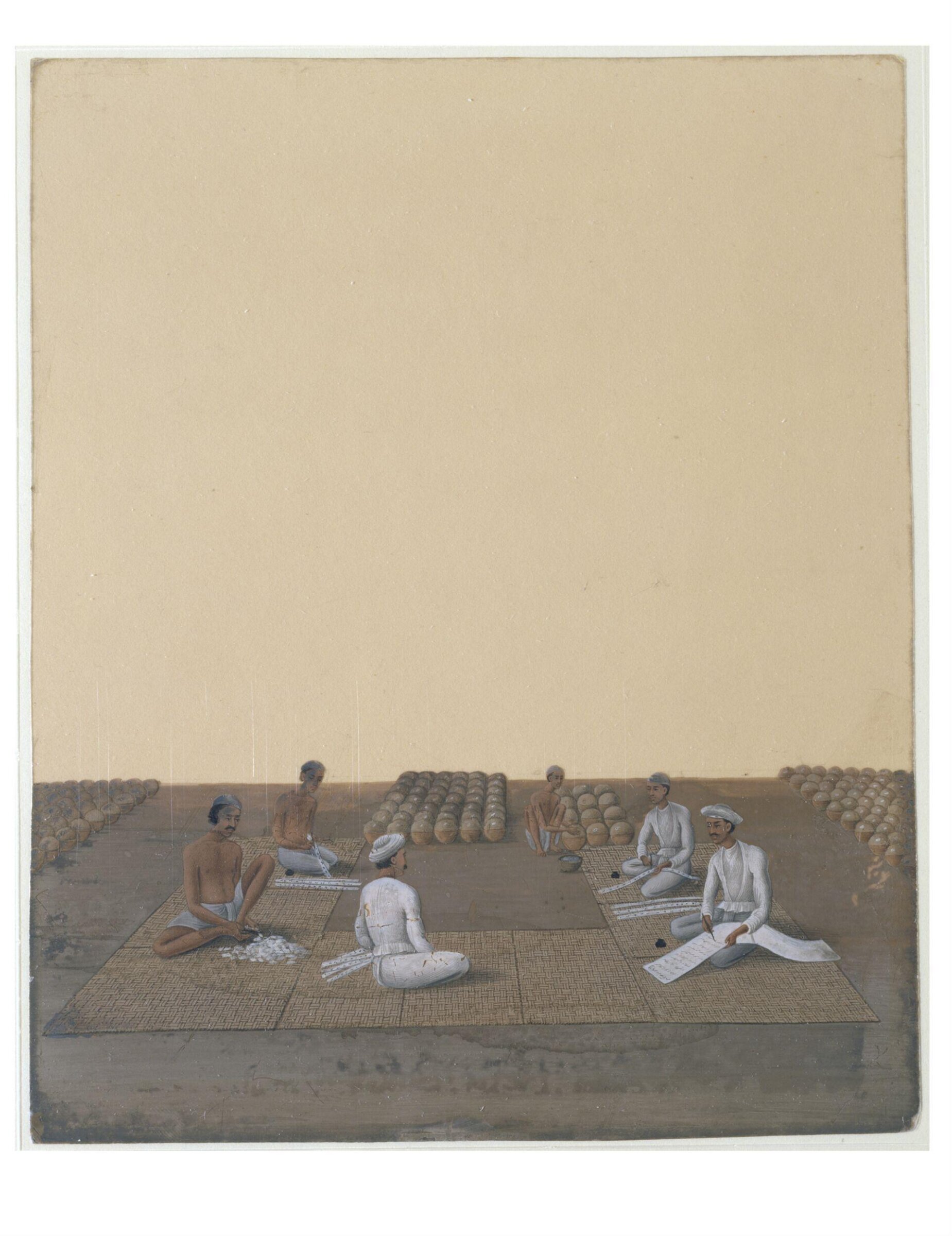 One of nineteen drawings illustrating processes in the manufacture of opium at the Opium Factory at Gulzarbagh, Patna, in Bihar., Shiva Lal, ca.1857