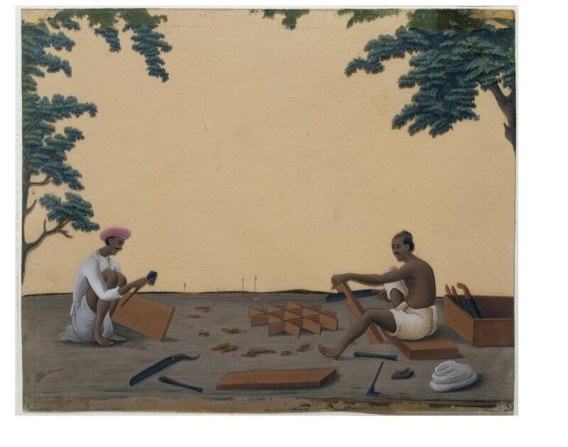 One of nineteen drawings illustrating processes in the manufacture of opium at the Opium Factory at Gulzarbagh, Patna, in Bihar.