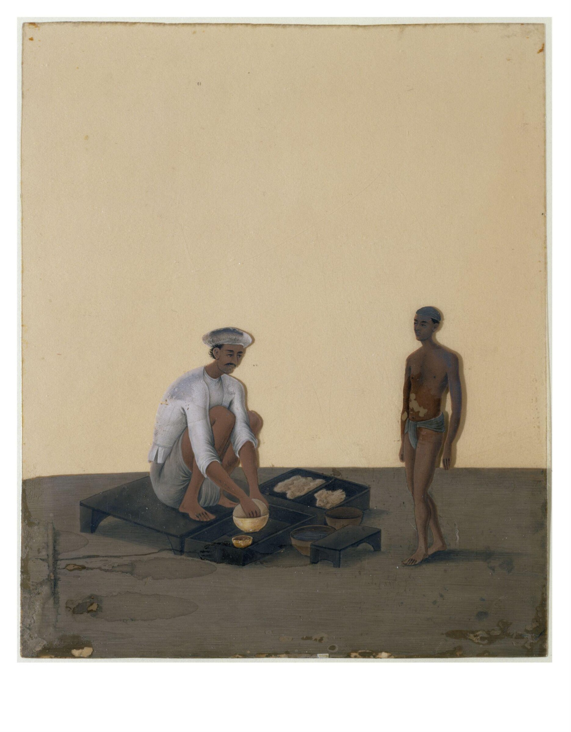 One of nineteen drawings illustrating processes in the manufacture of opium at the Opium Factory at Gulzarbagh, Patna, in Bihar., Shiva Lal, ca.1857