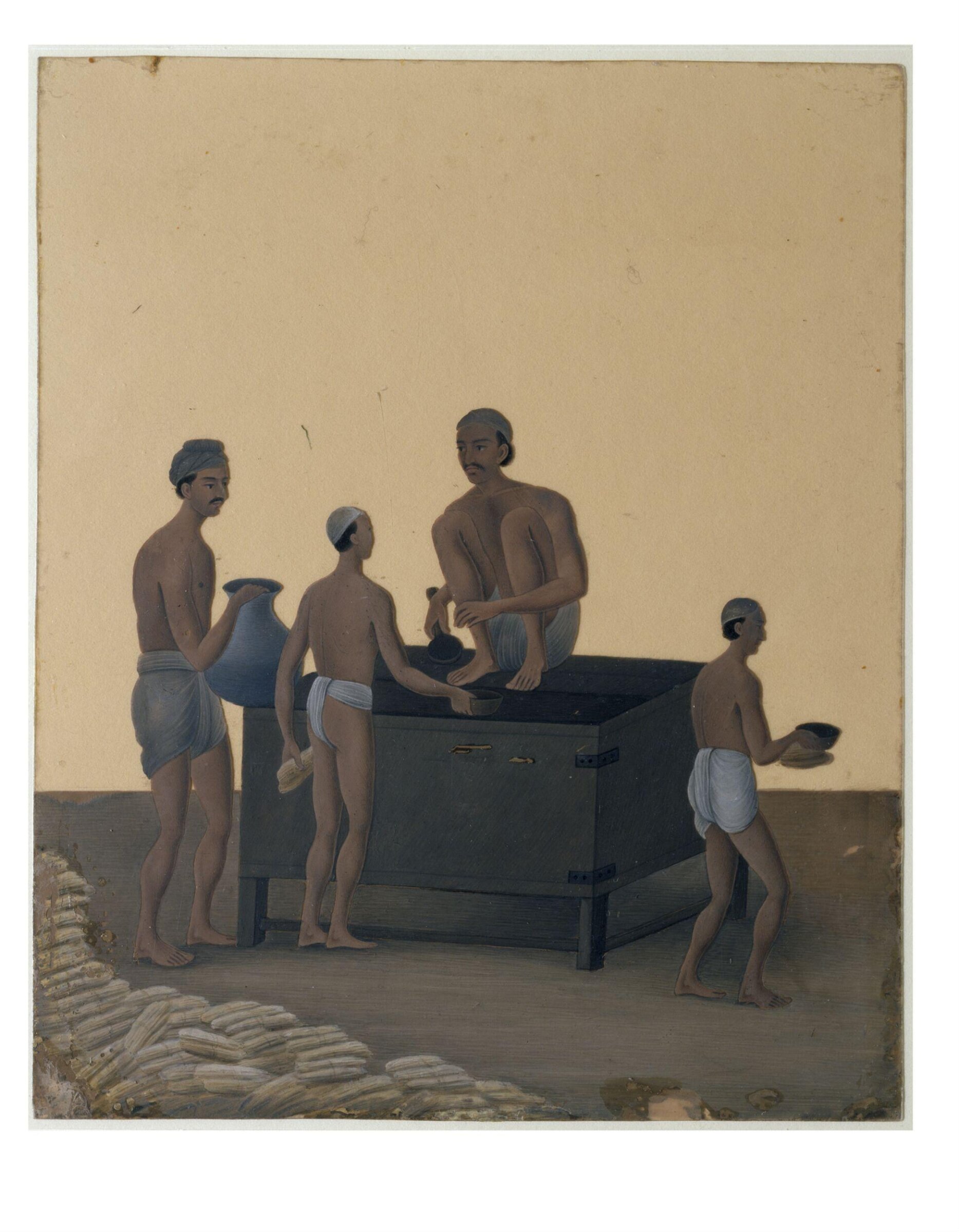 One of nineteen drawings illustrating processes in the manufacture of opium at the Opium Factory at Gulzarbagh, Patna, in Bihar., Shiva Lal, ca.1857