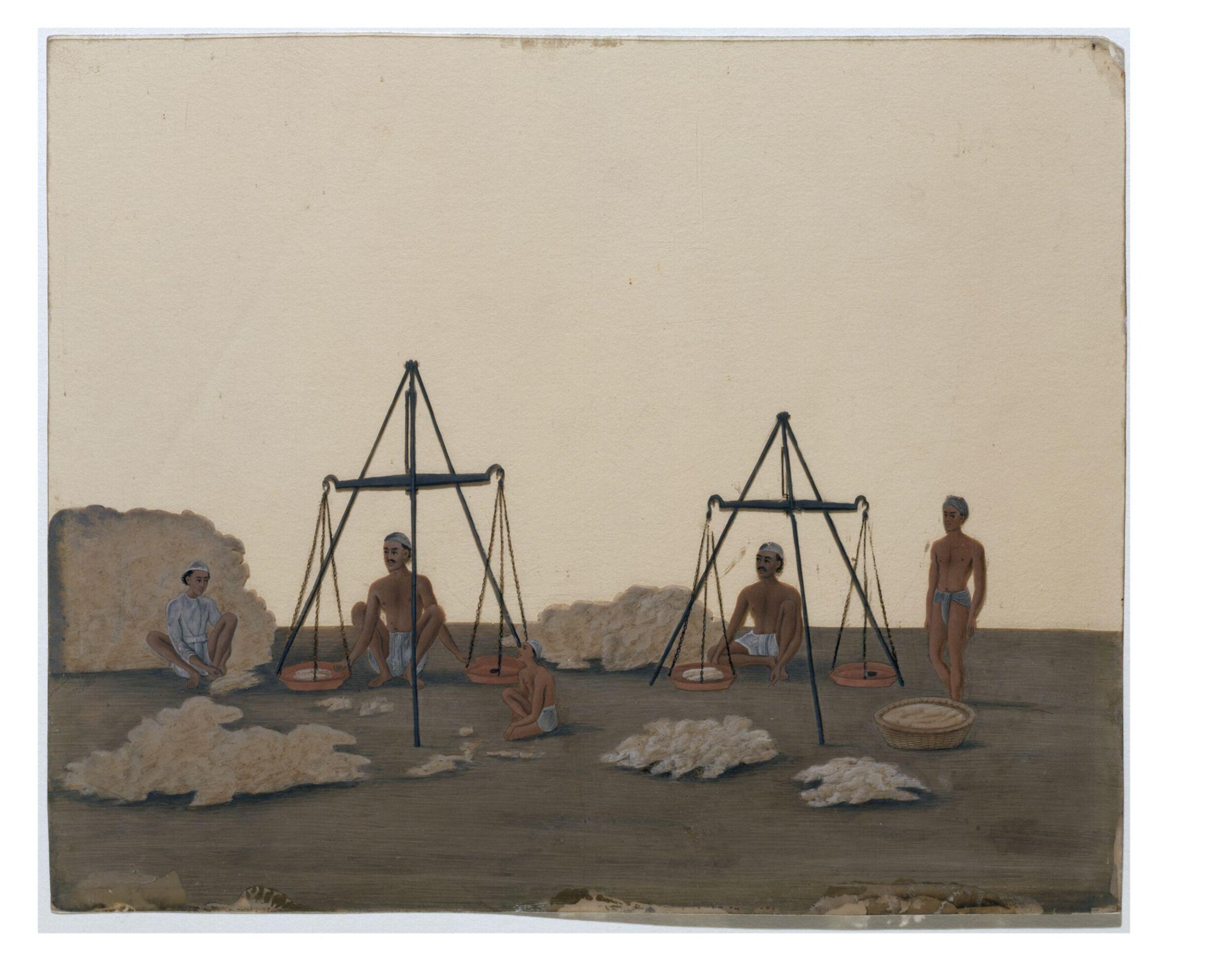 One of nineteen drawings illustrating processes in the manufacture of opium at the Opium Factory at Gulzarbagh, Patna, in Bihar., Shiva Lal, ca.1857