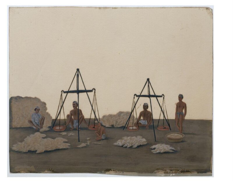 One of nineteen drawings illustrating processes in the manufacture of opium at the Opium Factory at Gulzarbagh, Patna, in Bihar.