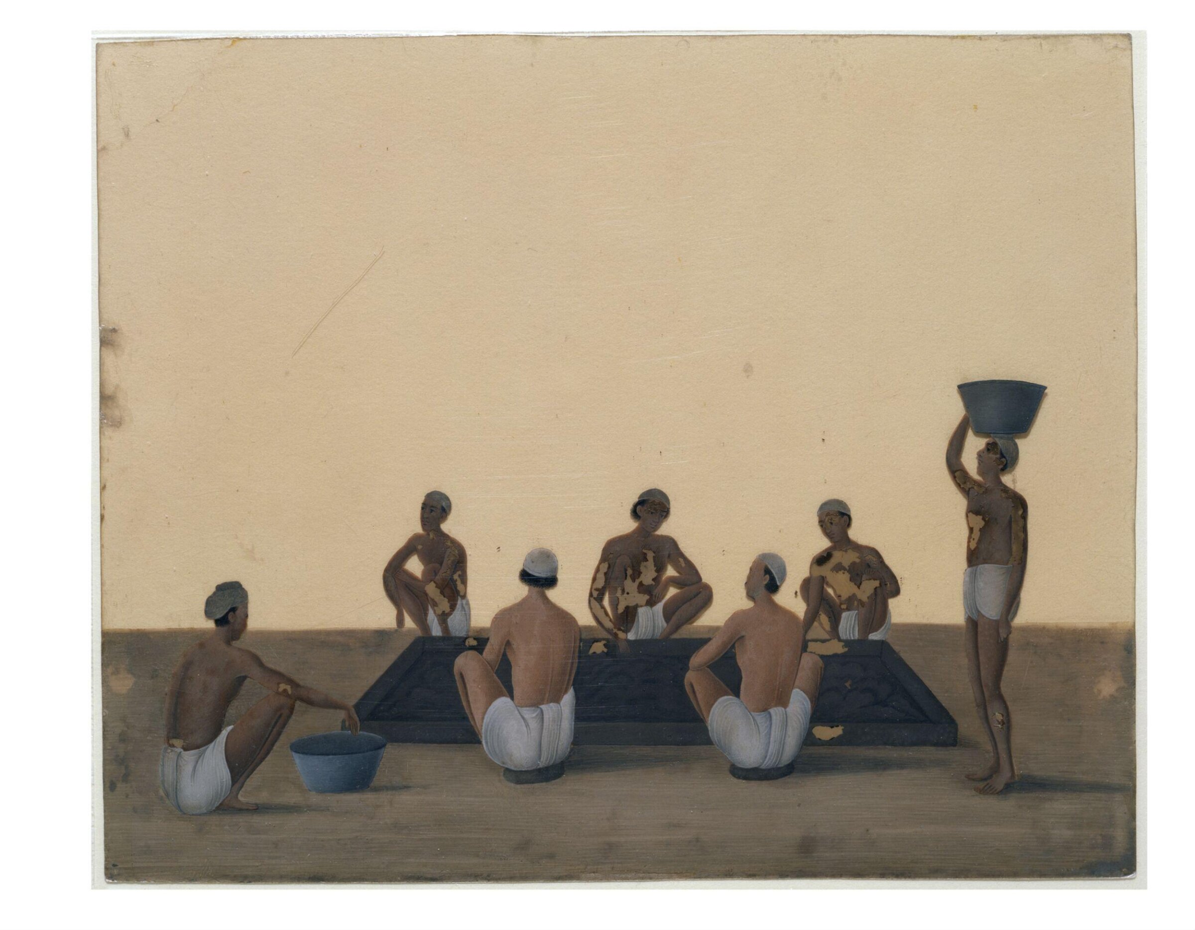 One of nineteen drawings illustrating processes in the manufacture of opium at the Opium Factory at Gulzarbagh, Patna, in Bihar., Shiva Lal, ca.1857