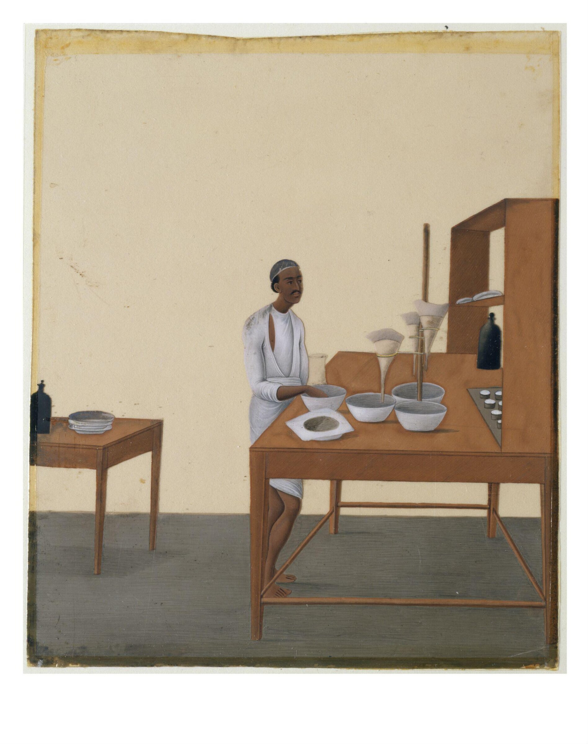 One of nineteen drawings illustrating processes in the manufacture of opium at the Opium Factory at Gulzarbagh, Patna, in Bihar., Shiva Lal, ca.1857