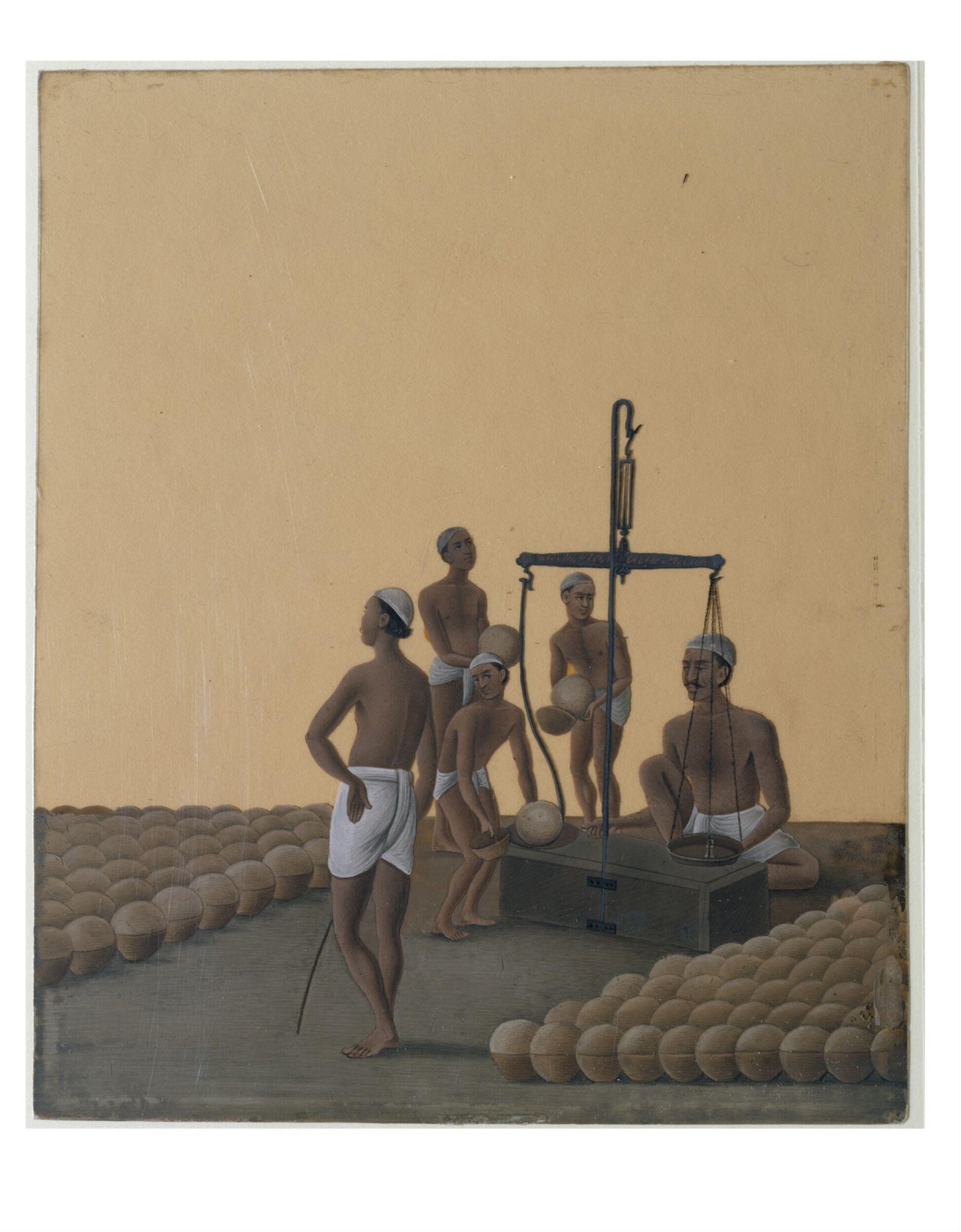 One of nineteen drawings illustrating processes in the manufacture of opium at the Opium Factory at Gulzarbagh, Patna, in Bihar., Shiva Lal, ca.1857