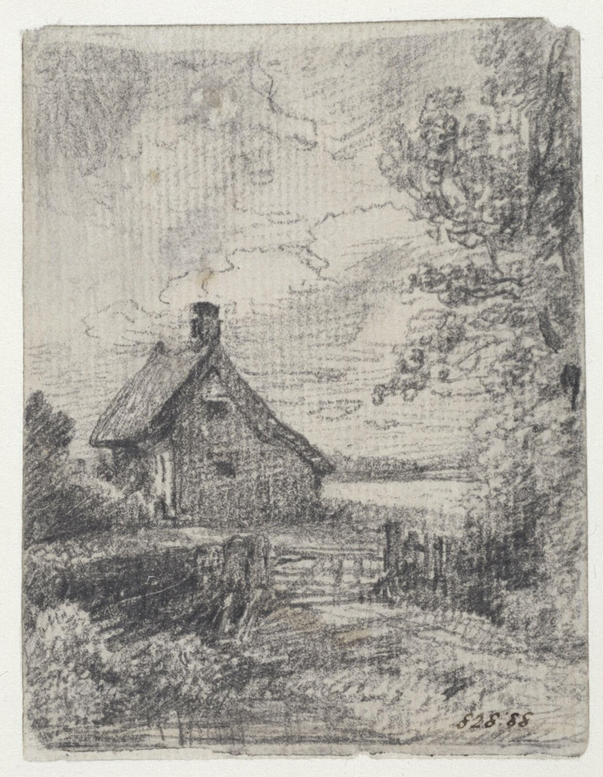 The Cottage in a Cornfield, East Bergholt., John Constable, ca. 1815