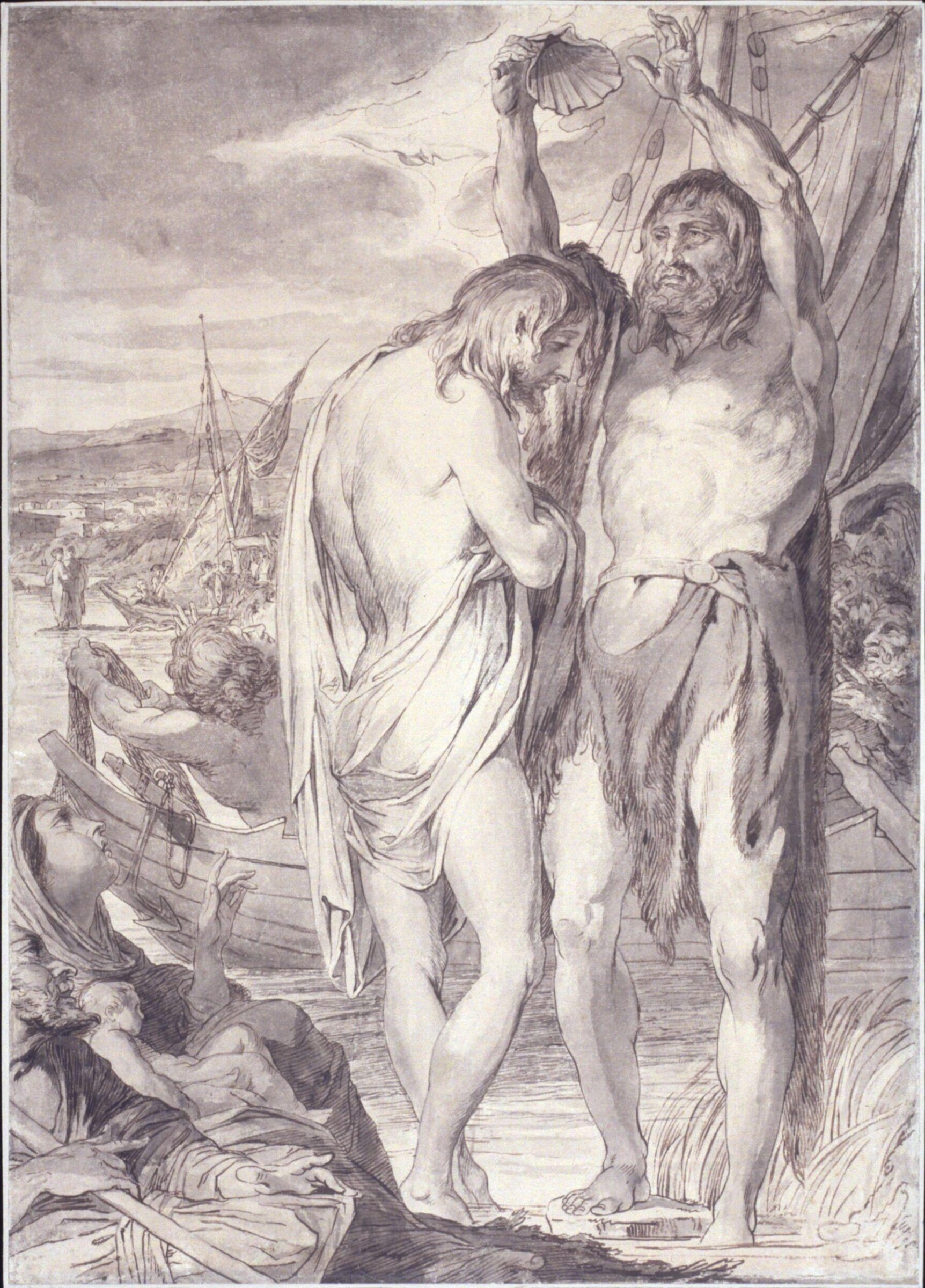 John the Baptist baptising the Messiah. Study for a fresco., James Barry, circa 1777-1783