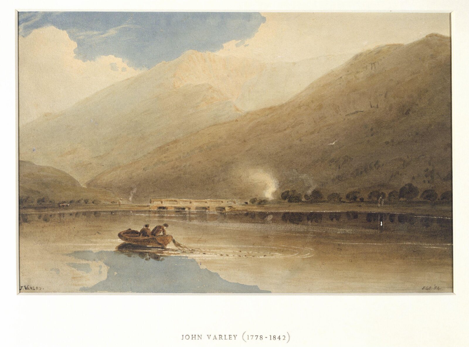 Landscape with Mountains, Lake and Bridge, John Varley, ca. 1800-1842