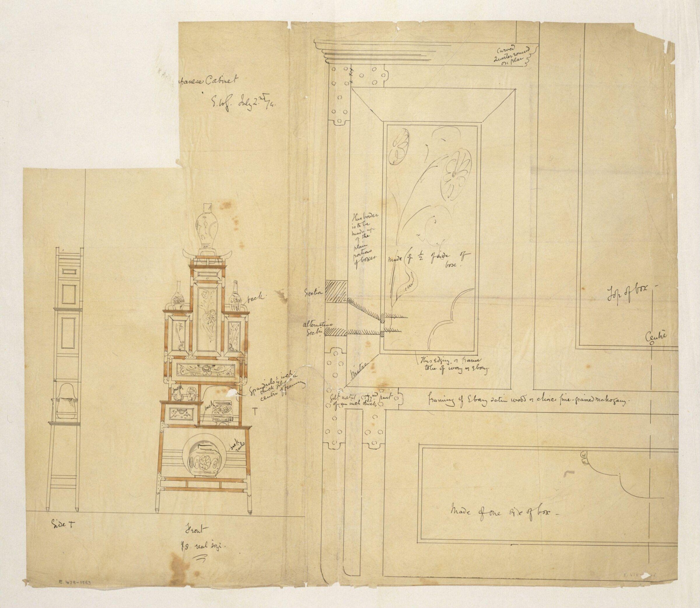Drawing, Edward William Godwin, 2 July 1874