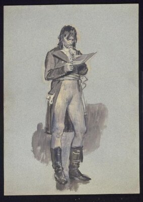A Man standing reading