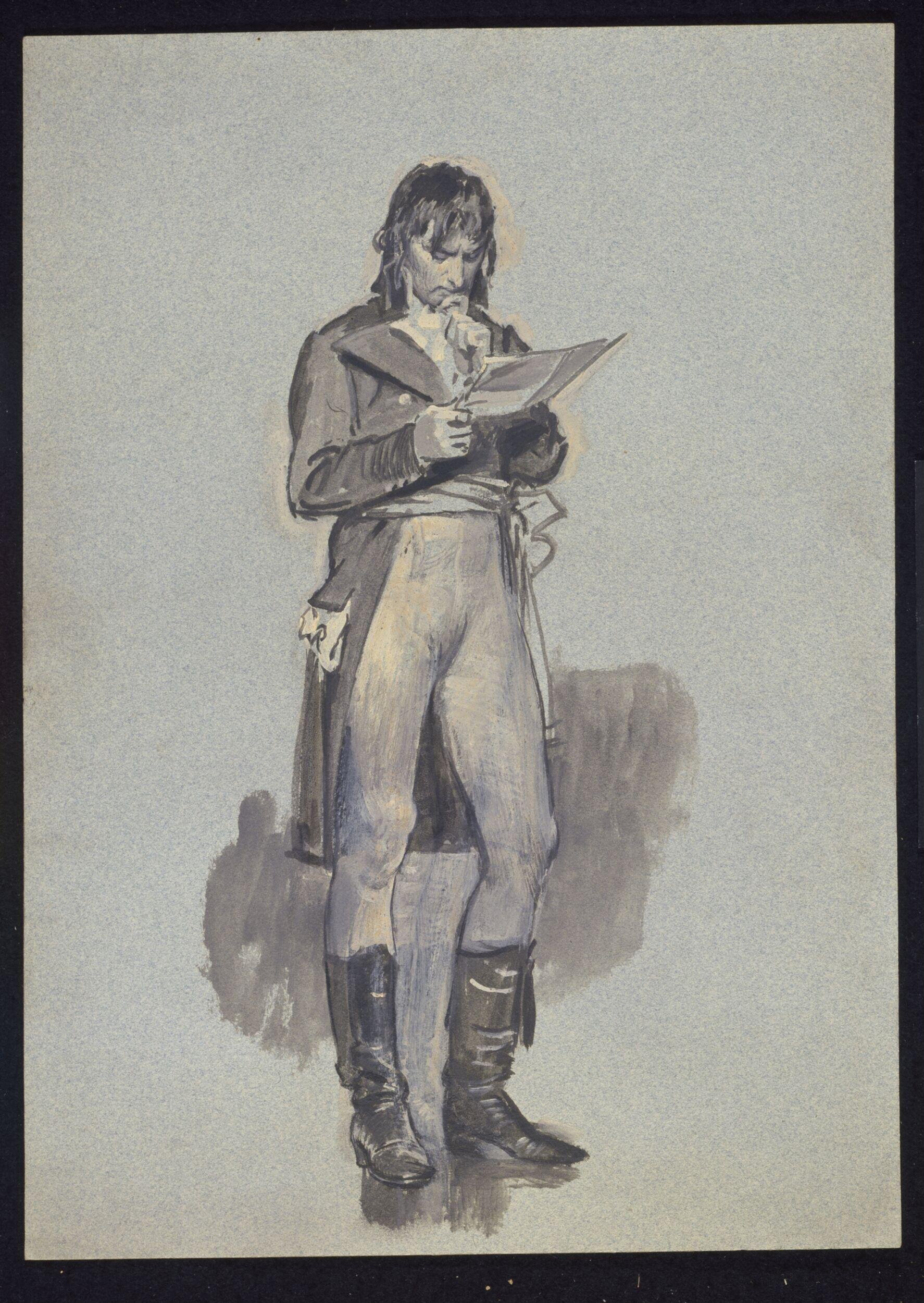 A Man standing reading