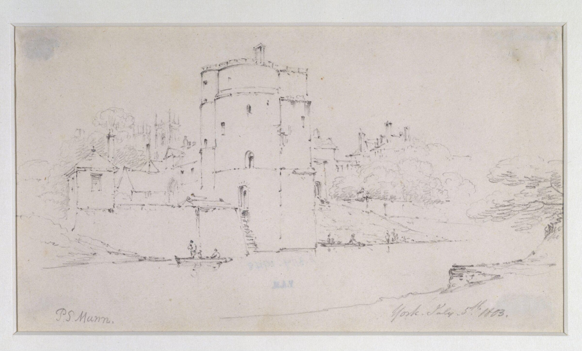 Lendal Tower, York, from the river: In the background are seen the towers of the Minster, Paul Sandby Munn, 1803