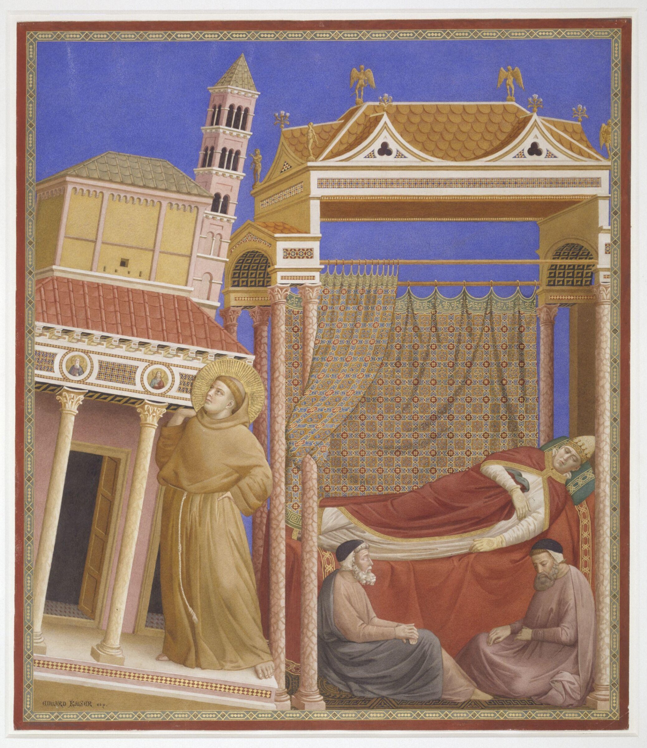 Copy after the painting The Dream of Innocent III by the Master of the St Francis cycle in the Upper Church, San Francesco, Assisi, Edward Kaiser, 1874