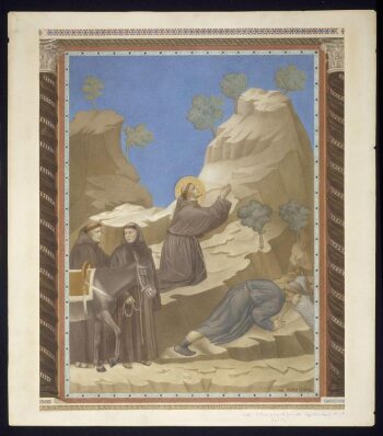 Copy after the painting St Francis Drawing water  from the rock by the Master of the St Francis cycle in  the Upper Church, San Francesco, Assisi