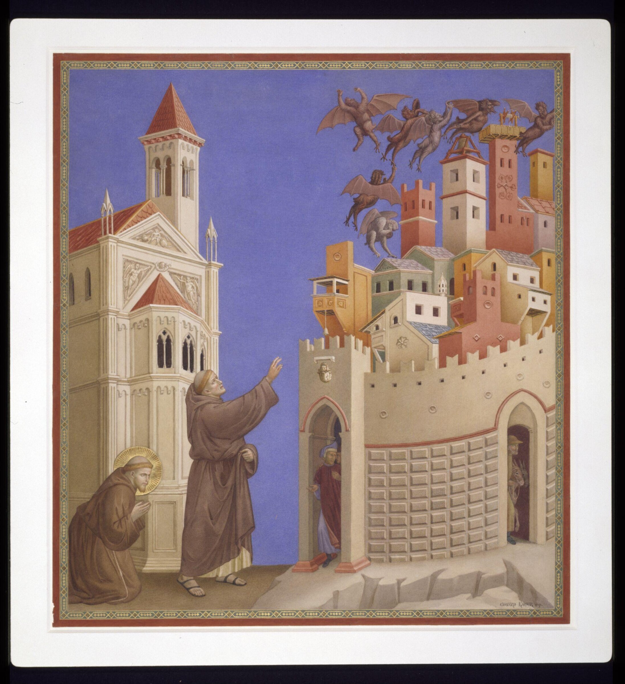 Copy after the painting St Francis Expels Evil  Spirits, Edward Kaiser, 1874