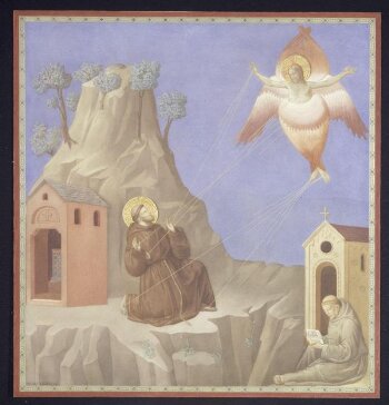 Copy after the painting St Francis Receives the  Stigmata by the Master of the St Francis cycle in the  Upper Church, San Francesco, Assisi