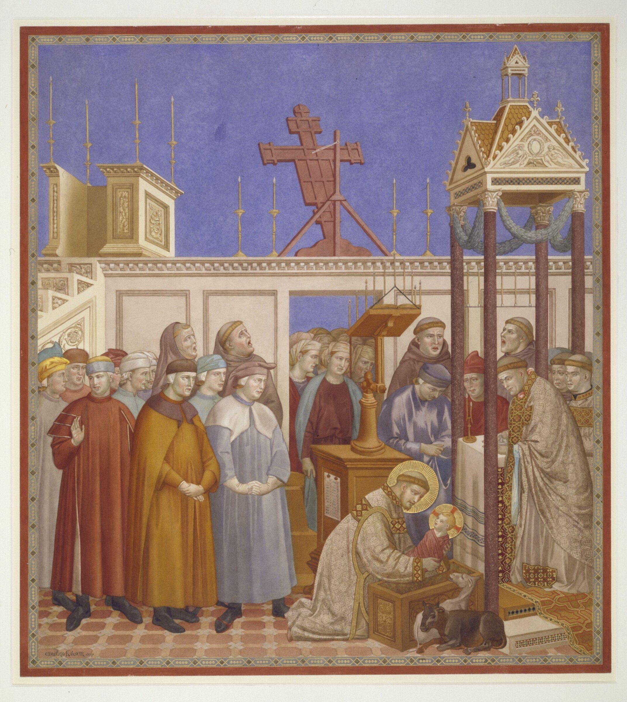 Copy after the painting Institution of Presebio by  the Master of the St Francis cycle in the Upper Church, San Francesco, Assisi, Edward Kaiser, 1875