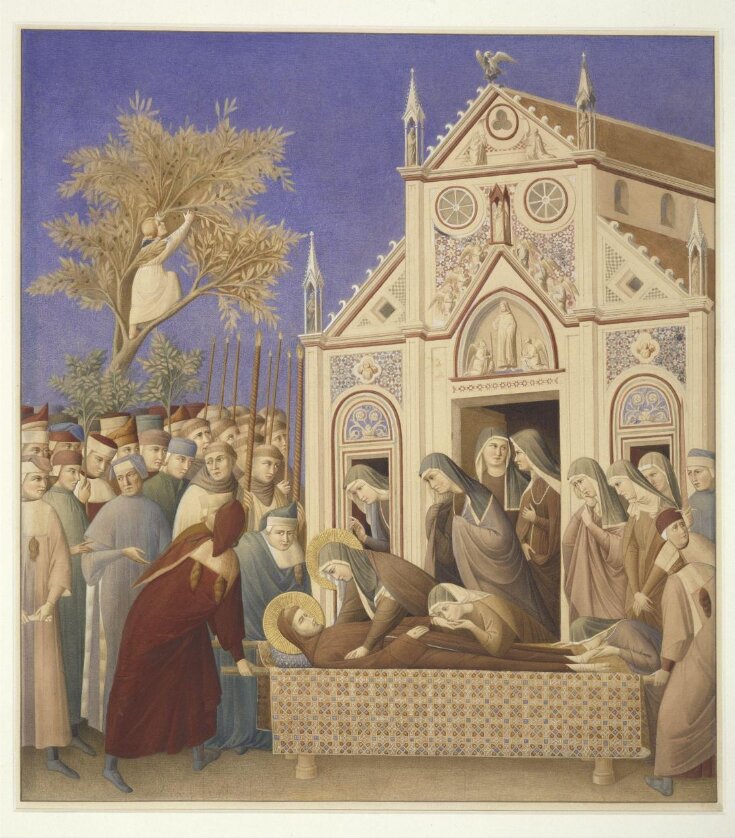 Copy after the painting The Body of St Francis Met  by Santa Chiara by the Master of the St Francis Cycle  in the Upper Church, San Francesco Assisi image