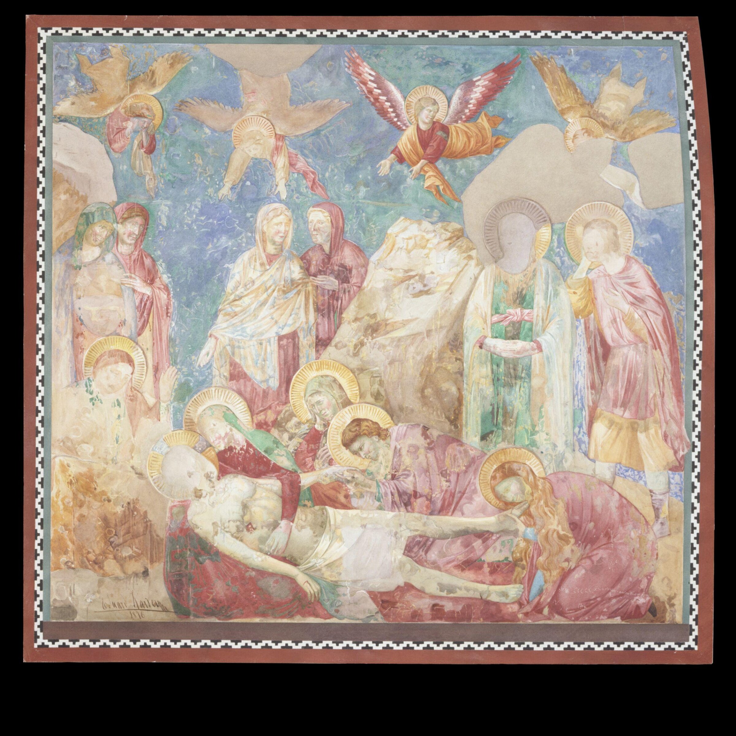 Copy after the painting The Pieta attributed to the  Isaac Master in the Upper Church, San Francesco, Assisi, Edward Kaiser, 1876