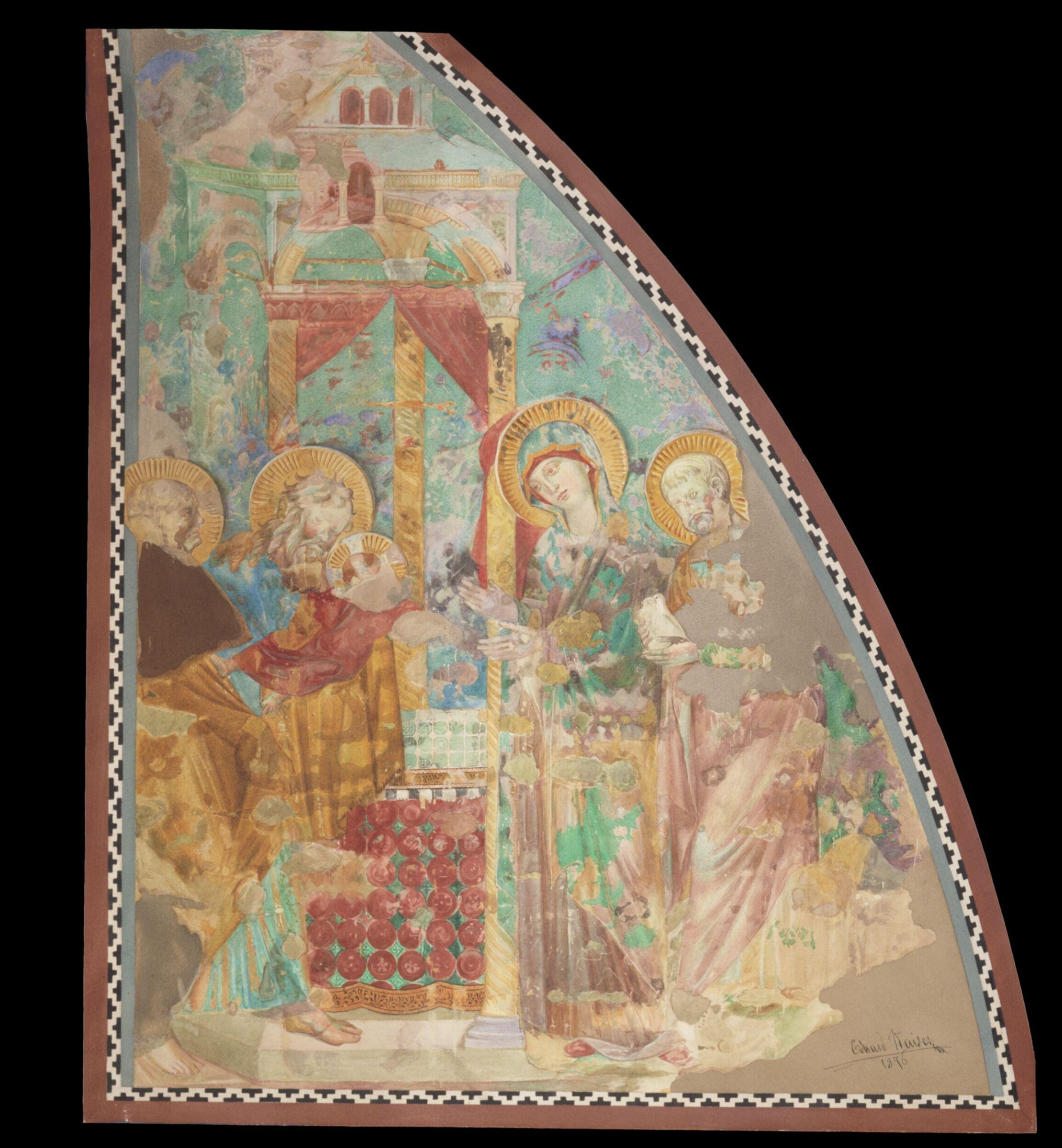 Copy after the painting The Presentation in the  Temple attributed to Jacobo Torrit in the Upper Church, San Francesco, Assisi, Edward Kaiser, 1876