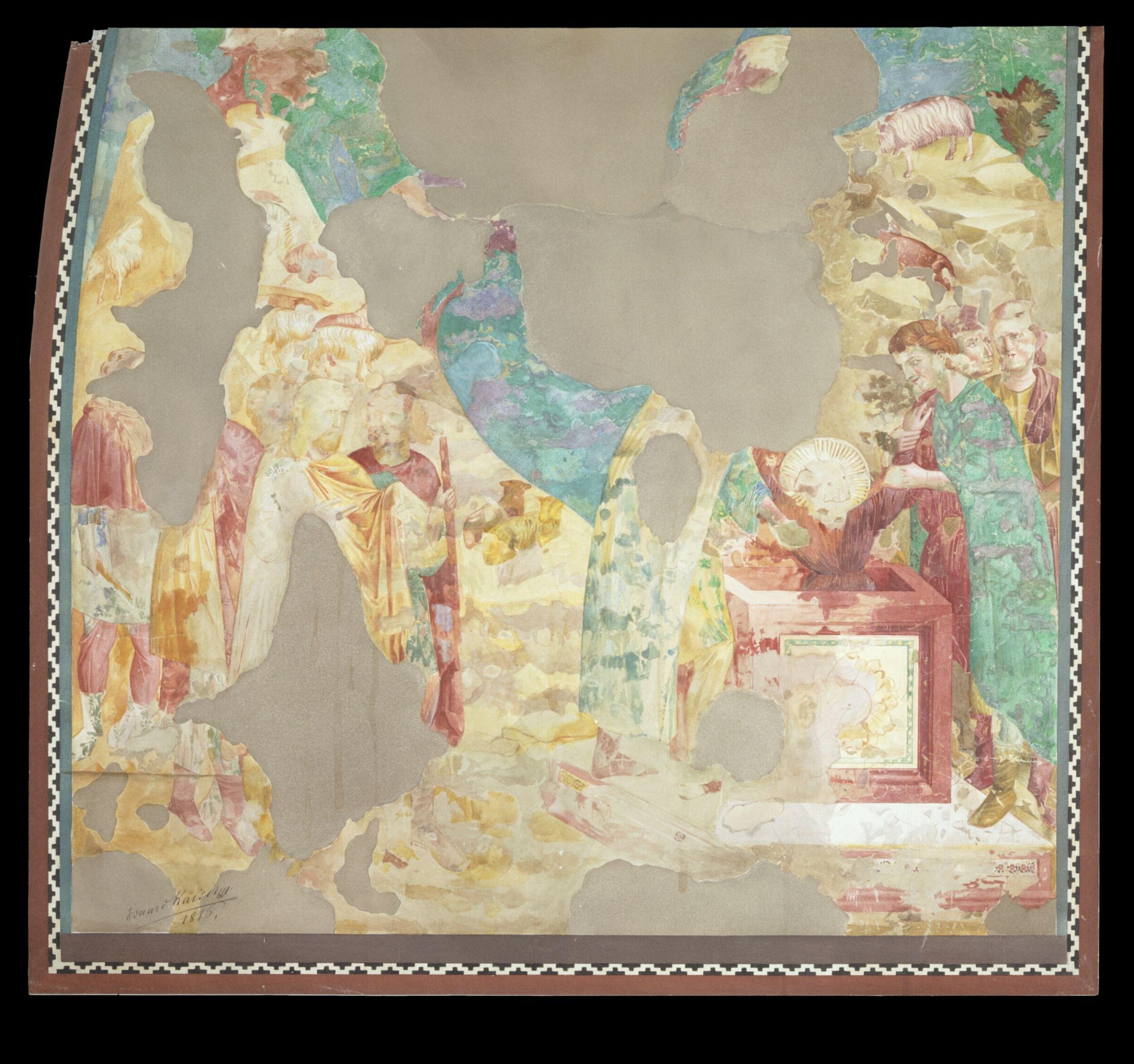 Copy after the painting Joseph and his brothers at  the Well attributed to the Isaac Master in the Upper  Church, San Francesco, Assisi, Edward Kaiser, 1876