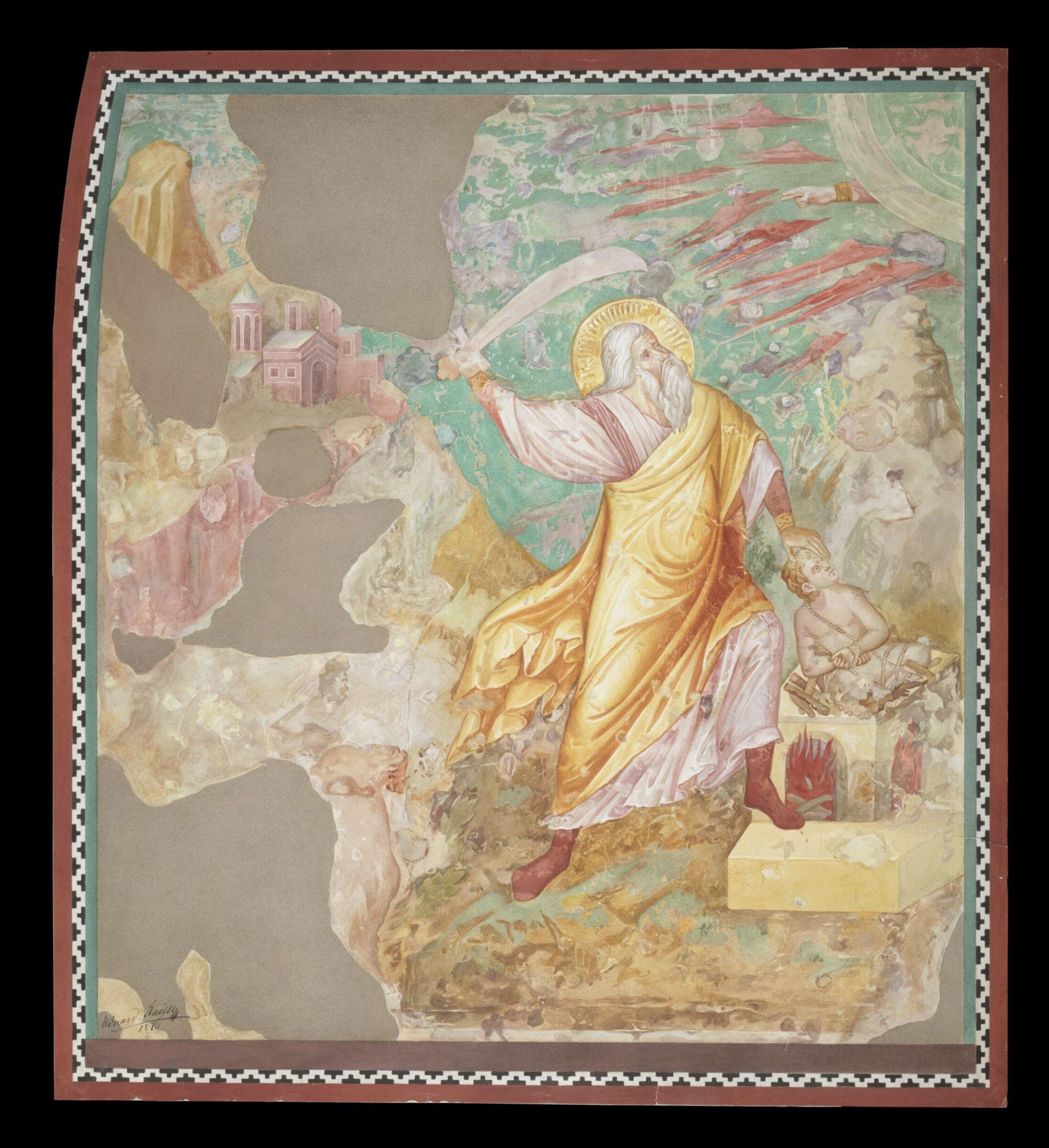 Copy after the painting Abraham Sacrificing Isaac  attributed to Jacobo Torriti in the Upper Church, San  Francesco, Assisi., Edward Kaiser, 1876