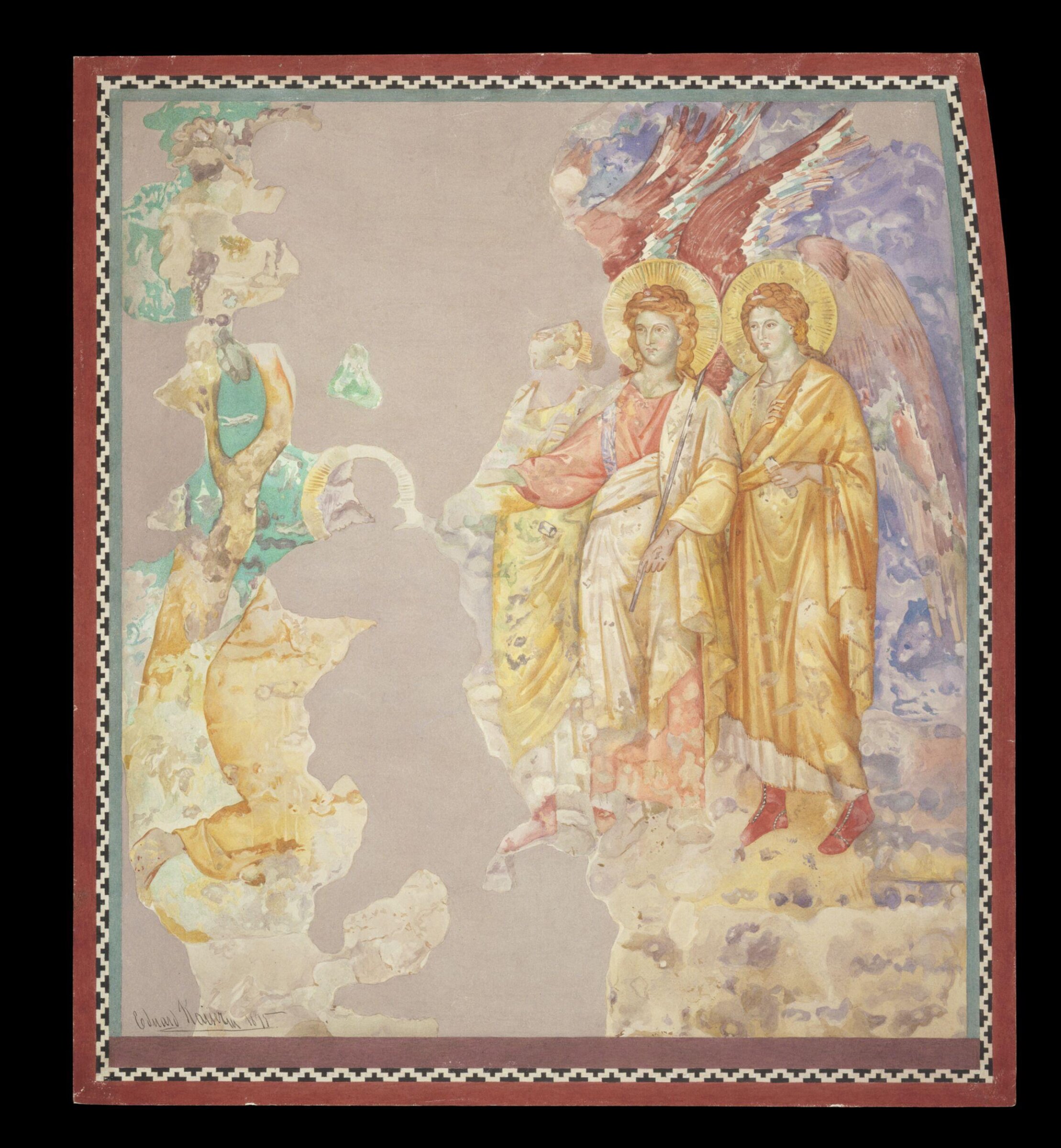 Copy after the painting The Expulsion attributed to  Jacobo Torriti in the Upper Church, San Francesco,  Assisi., Edward Kaiser, 1875